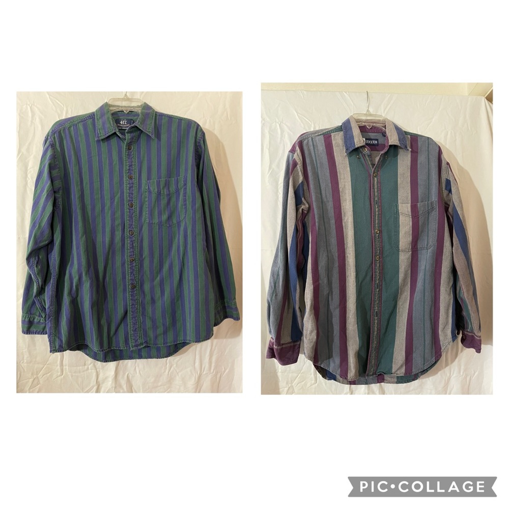2 Striped Men's Shirts - Blue and Purple
